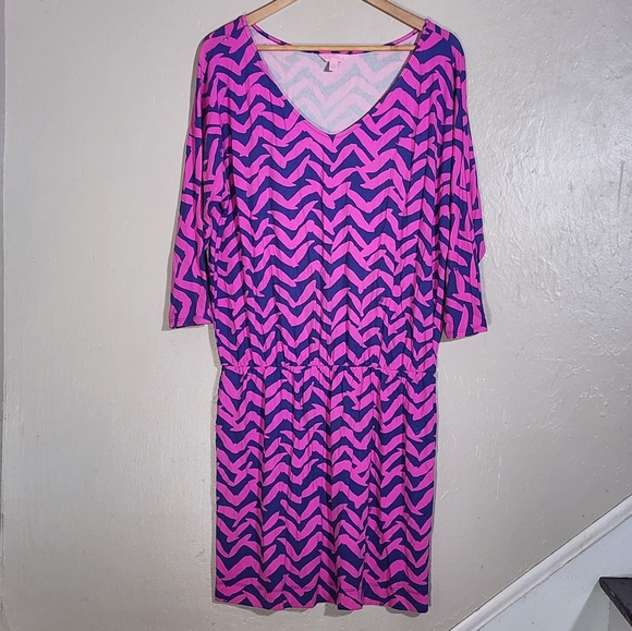 Lilly Pulitzer Pink and Blue Chevron Dress - Picture 1 of 5